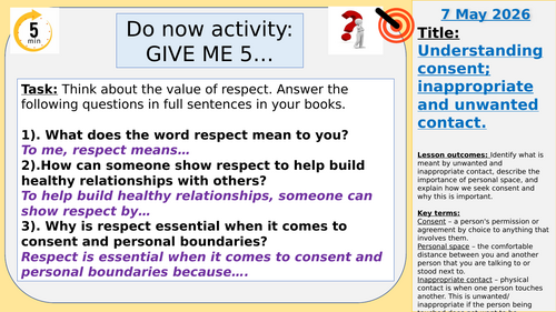 Year 7 RSE: Consent, Puberty and Healthy Relationships – Full Lesson ...