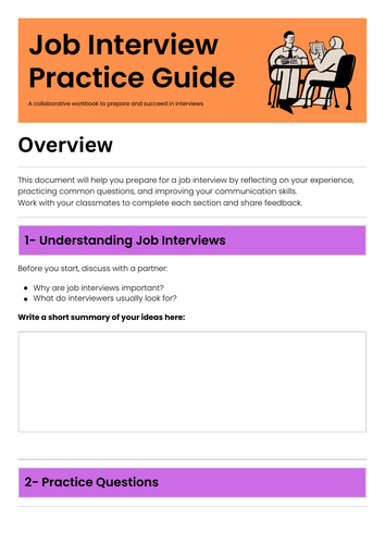 Free Interview Prep Activity - Basic | Teaching Resources