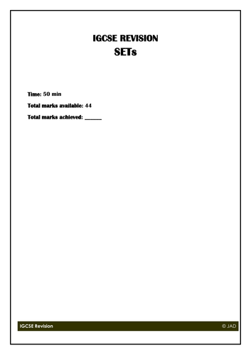 IGCSE REVISION Past Papers Questions -SETs (1-9) 4MA1/2 & MS - GRADE 5/ ...