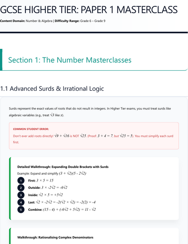 GCSE Maths Higher Non-Calculator Practice Papers | Full Paper+ Mark ...