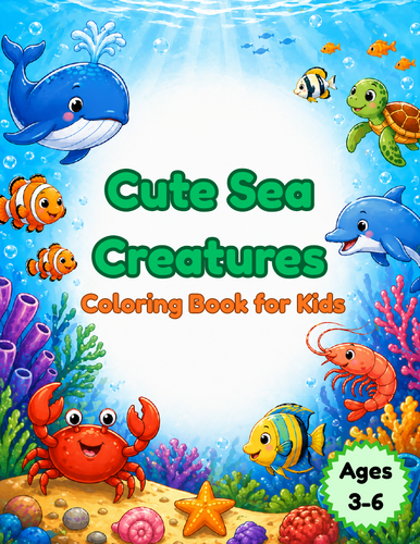 Cute Sea Creatures Coloring Book for Kids | Teaching Resources