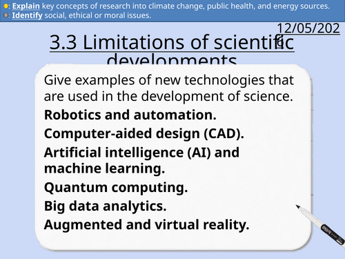 OCR AAQ in Applied Science: 3.3 Implications and limitations of scientific developments