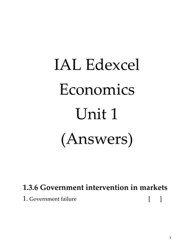 IAL Edexcel Economics Unit 1- 1.3.6.2 Government failure | Teaching ...