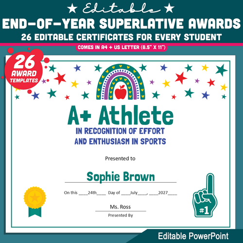 Editable End-of-Year Superlative Awards, Printable Recognition ...