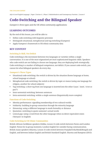 ETHNICITY AND LANGUAGE: THE DEFINITIVE 10-LESSON SCHEME FOR AQA PAPER 2 ...
