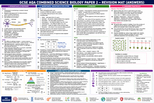 GCSE AQA Combined Science Revision Mats Bundle | Biology, Chemistry ...