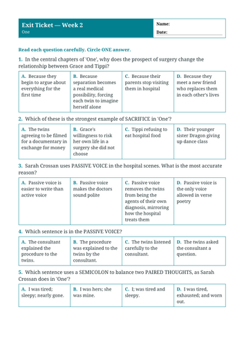 One | Year 6 English Unit | 15 Complete Lessons + Resources + Mark ...