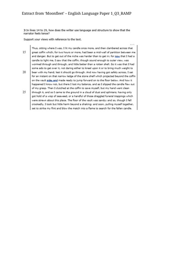 GCSE Edexcel English Language Paper1-Q3 feedback | Teaching Resources