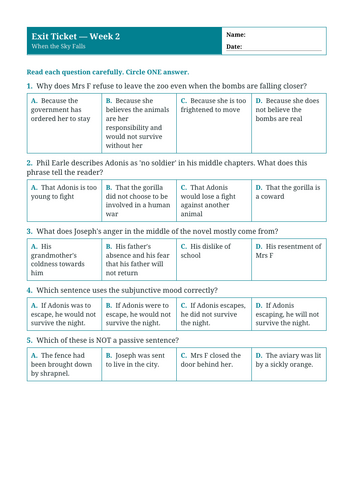 When the Sky Falls | Year 6 English Unit | 15 Complete Lessons ...