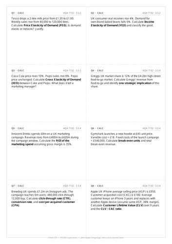 AQA Business Marketing Mix Flashcards (24) | Teaching Resources
