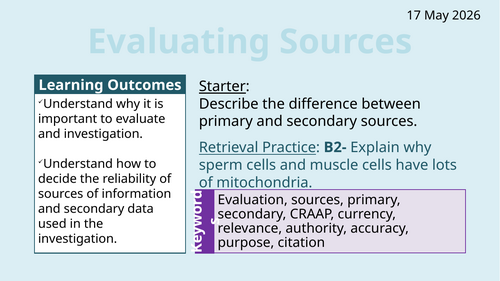 OCR AAQ in Applied Science- Investigating Science: Evaluating Sources