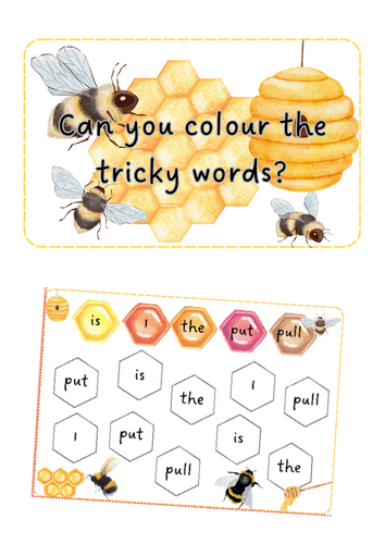 World Bee Day - Tricky Word Colouring