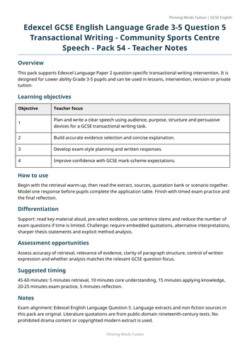 GCSE English Language Question 5 Transactional Writing - Community ...