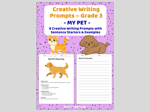 Creative Writing Prompts – Grade 3 | My Pet Writing Activities