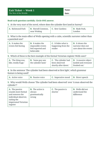 The War of the Worlds | Year 6 English Unit | 15 Complete Lessons ...
