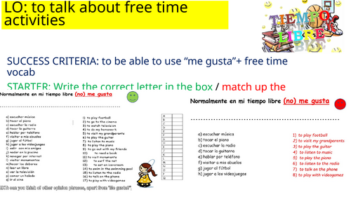 Mi Tiempo Libre - Free Time Spanish Ks2/3 Lesson & resources | Teaching ...