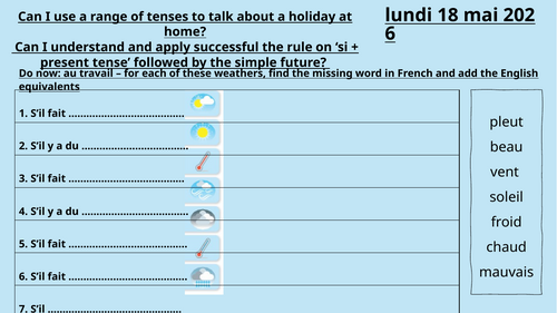 Vive les vacances - Edexcel French GCSE - module 5, unit 5