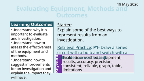 OCR AAQ in Applied Science- Investigating Science: Evaluating Equipment, Methods and Outcomes