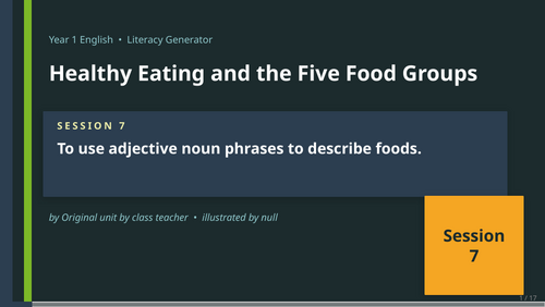 Healthy Eating and the Five Food Groups | Year 1 English Unit | 15 ...