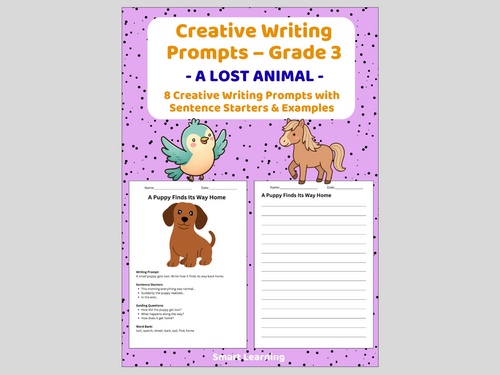 Creative Writing Prompts – Grade 3 | A Lost Animal Writing Activities