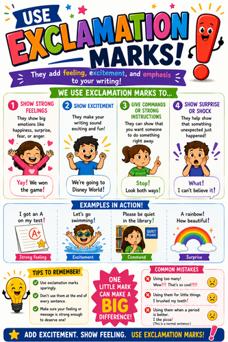 Use Exclamation Marks Classroom Display Poster | Literacy & SPaG Visual Aid | Punctuation Resource