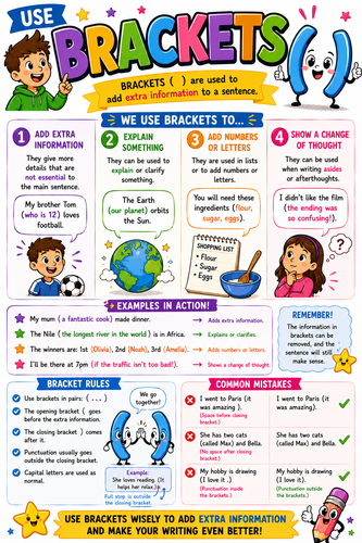 Use Brackets Classroom Display Poster | Literacy & SPaG Visual Aid | Punctuation Resource