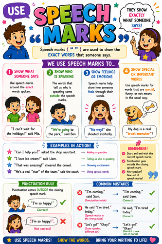 Use Speech Marks Classroom Display Poster | Literacy & SPaG Visual Aid | Punctuation Resource