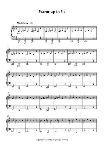 Ascending vocal warm-up, in 3's