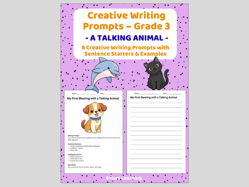 Creative Writing Prompts – Grade 3 | A Talking Animal Writing Activities