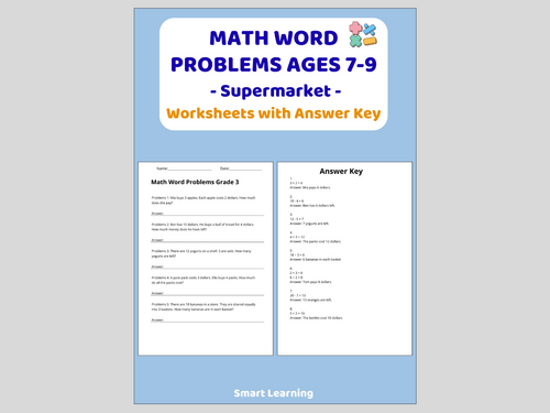 Math Word Problems for 3rd Grade – Supermarket (30 Problems and Solutions)