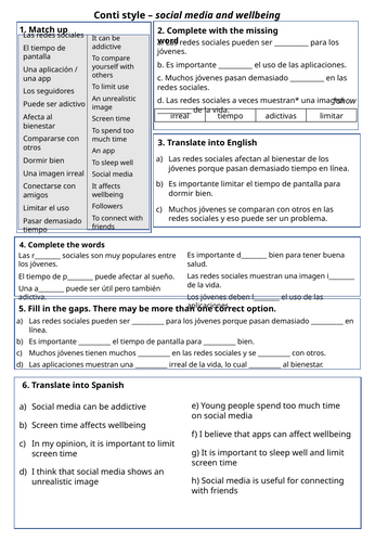 Social Media and Wellbeing in Spanish – Conti-Style Vocabulary ...