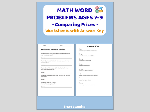 Math Word Problems for 3rd Grade – Comparing Prices (30 Problems and Solutions)