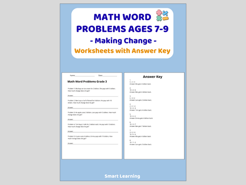 Math Word Problems for 3rd Grade – Making Change (30 Problems and Solutions)
