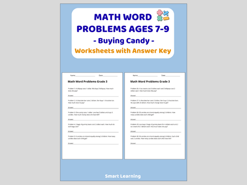 Math Word Problems for 3rd Grade – Buying Candy (30 Problems and Solutions)