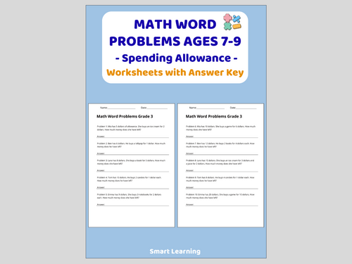 Math Word Problems for 3rd Grade – Spending (30 Problems and Solutions)