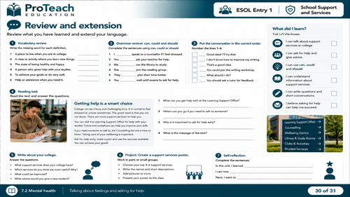 ESOL Entry 1 Mental Health | Wellbeing Lesson | Teaching Resources