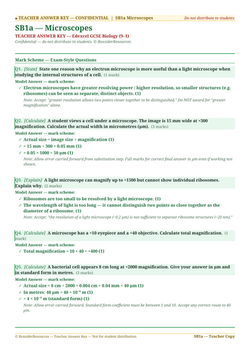 SB1a Microscopes | Edexcel GCSE Biology Topic Mastery Pack | Teaching ...