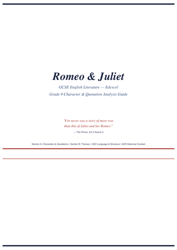 Edexcel GCSE English Literature Romeo and Juliet Revision Guide ...