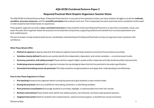 Required Practical Graphic Organisers for AQA GCSE Combined Science ...