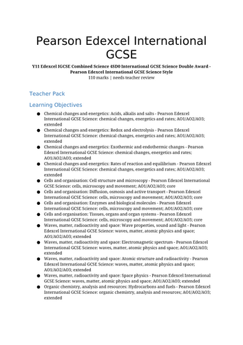 Pearson Edexcel IGCSE Combined Science Double Award 4SD0 Foundation ...
