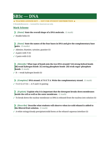 SB3c DNA | Edexcel GCSE Biology Topic Mastery Pack