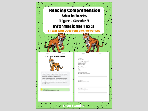 3rd Grade Reading Comprehension Tiger – Informational Texts Animals