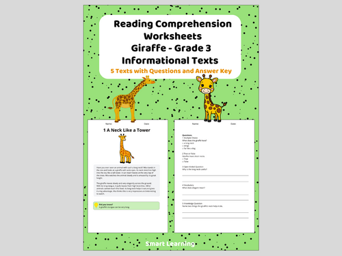 3rd Grade Reading Comprehension Giraffe – Informational Texts Animals