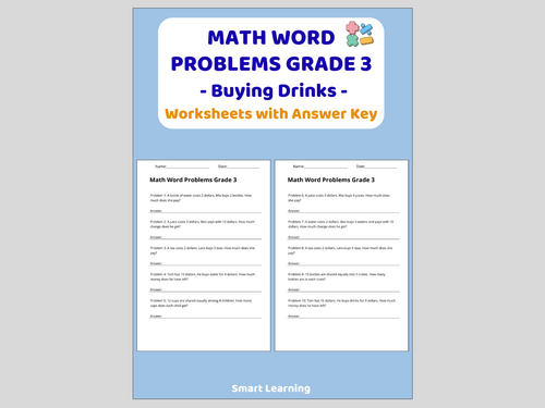 Math Word Problems for 3rd Grade – Buying Drinks (30 Problems and Solutions)