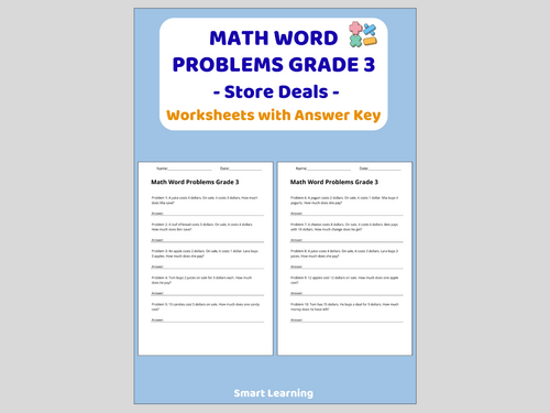 Math Word Problems for 3rd Grade – Store Deals (30 Problems and Solutions)