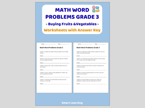 Math Word Problems for 3rd Grade – Buying Vegetables (30 Problems and Solutions)