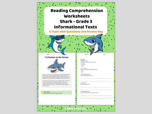 3rd Grade Reading Comprehension Shark – Informational Texts Animals