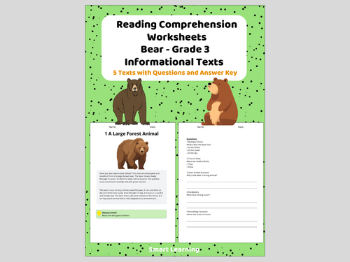 3rd Grade Reading Comprehension Bear – Informational Texts Animals