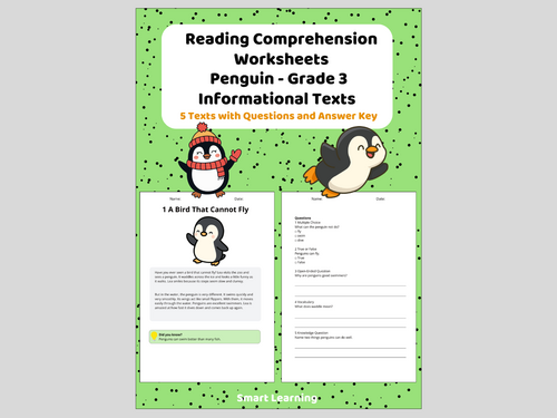 3rd Grade Reading Comprehension Penguin – Informational Texts Animals