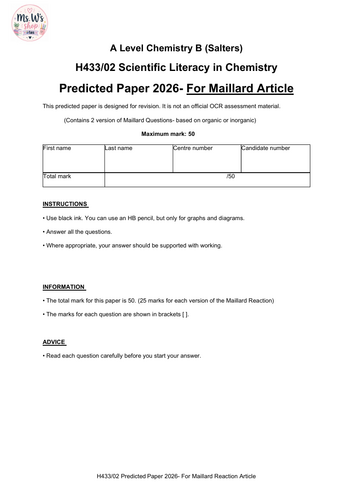 '26 Predicted Maillard Qs-A level Chem B
